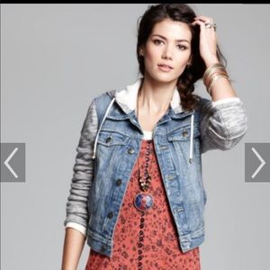 Free People Knit Hooded Jean Jacket